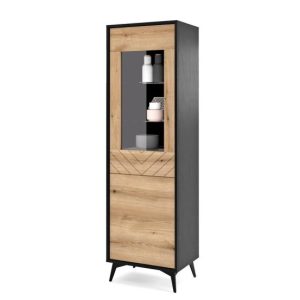 Witryna do salonu ryflowana DIAMOND 54 Dąb Evoke + Czarny 247886 Witryna do salonu ryflowana DIAMOND 54 Dąb Evoke + Czarny 247886