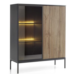 Witryna do salonu SANTI z lamelami WT104 + ośw. LED 304739 Witryna do salonu SANTI z lamelami WT104 + ośw. LED 304739