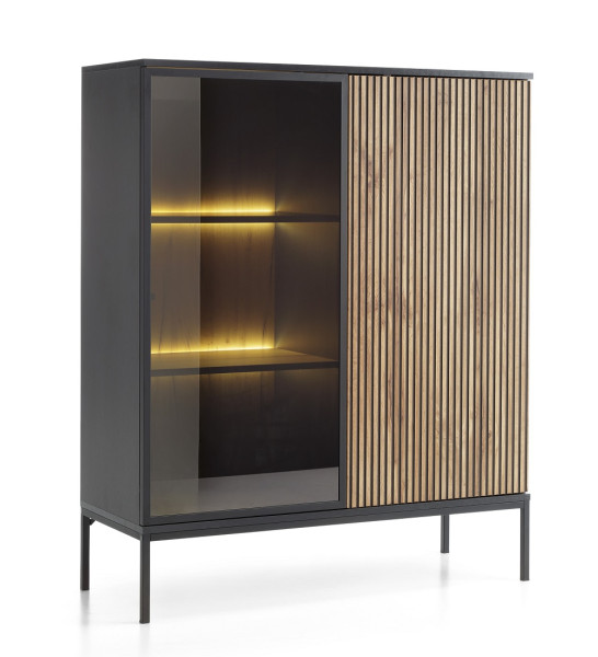 Witryna do salonu SANTI z lamelami WT104 + ośw. LED 304739