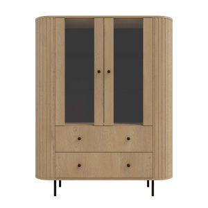 Witryna do salonu z przeszklonymi drzwiami Flana 122 2F2S Dąb Cremona 821704