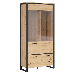 Witryna Dodson 100 cm z 3 drzwiami i 2 szufladami dąb artisan 52738