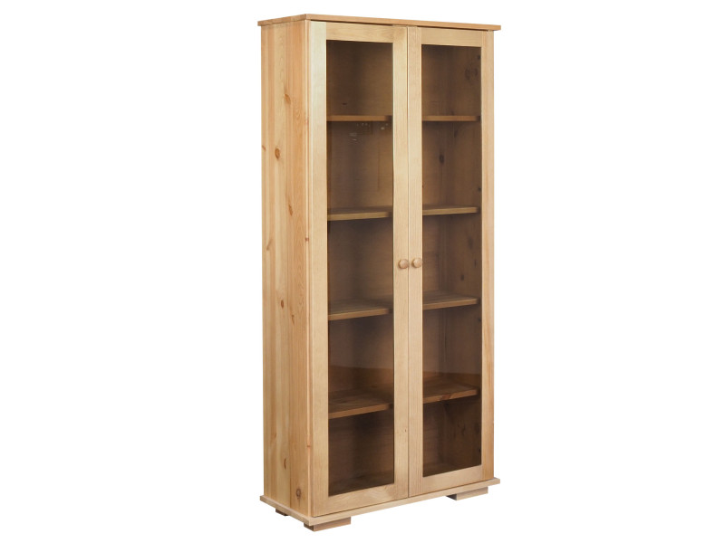 Witryna drewniana II MODERN, kolor dębowy, szkło dymione 105609