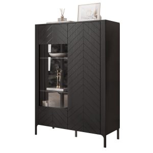 Witryna dwudrzwiowa szeroka LORIEN 103 cm czarny 710972 Witryna dwudrzwiowa szeroka LORIEN 103 cm czarny 710972