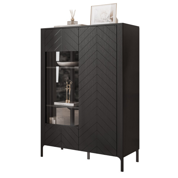 Witryna dwudrzwiowa szeroka LORIEN 103 cm czarny 710972