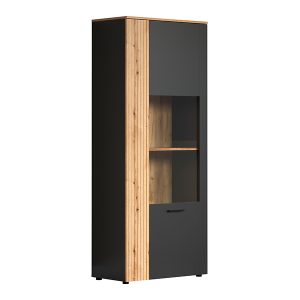 Witryna Esteban 80 cm z 2 drzwiami grafit/dąb evok 260502 Witryna Esteban 80 cm z 2 drzwiami grafit/dąb evok 260502