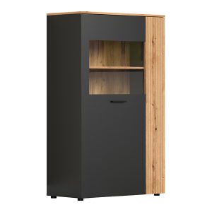 Witryna Esteban 90 cm z 2 drzwiami grafit/dąb evok 260503 Witryna Esteban 90 cm z 2 drzwiami grafit/dąb evok 260503