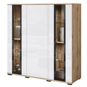 Witryna FARO 120 cm dąb wotan/biały połysk 757257 Witryna FARO 120 cm dąb wotan/biały połysk 757257