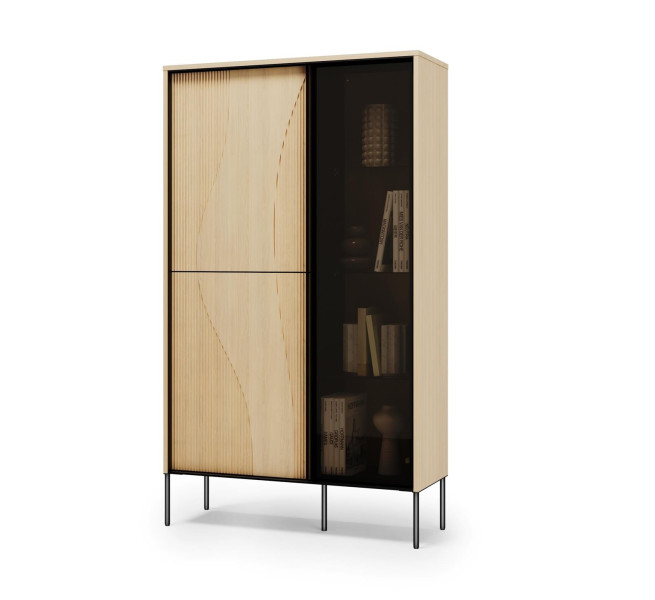 Witryna FLOW z regulowanym oświetleniem LED 92x157 cm Dąb Vincenza Bielona 903310