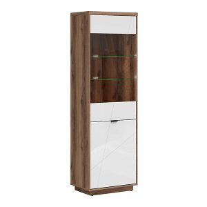 Witryna Forn 64 cm z 2 drzwiami dąb delano ciemny/biały połysk 40493 Witryna Forn 64 cm z 2 drzwiami dąb delano ciemny/biały połysk 40493