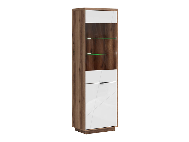 Witryna Forn 64 cm z 2 drzwiami dąb delano ciemny/biały połysk 40493