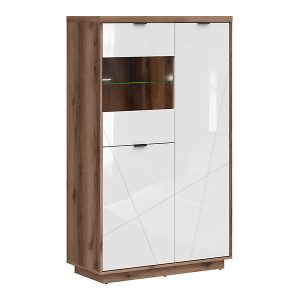 Witryna Forn 94 cm z 3 drzwiami dąb delano ciemny/biały połysk 40495 Witryna Forn 94 cm z 3 drzwiami dąb delano ciemny/biały połysk 40495