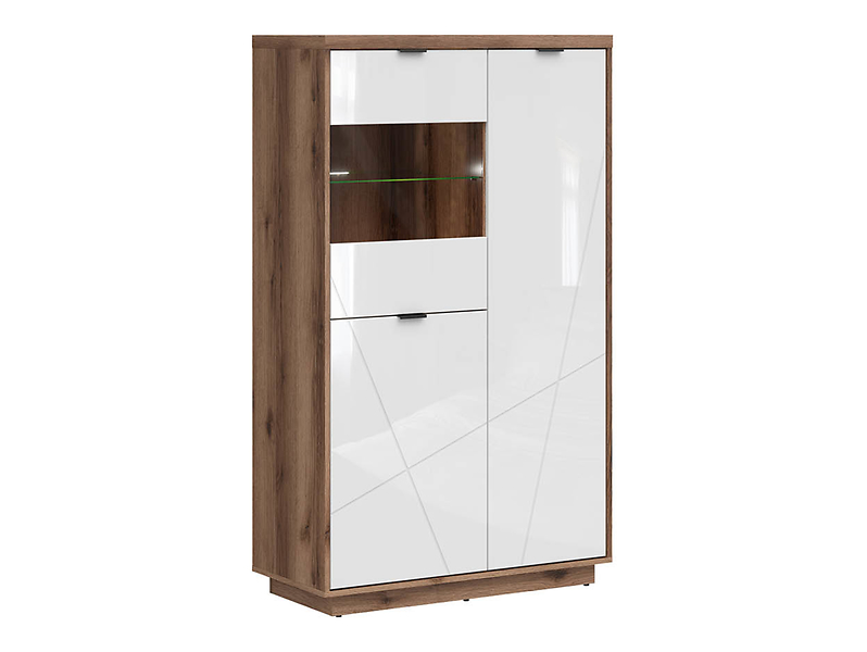 Witryna Forn 94 cm z 3 drzwiami dąb delano ciemny/biały połysk 40495