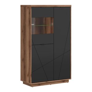 Witryna Forn 94 cm z 3 drzwiami dąb delano ciemny/czarny mat 38207 Witryna Forn 94 cm z 3 drzwiami dąb delano ciemny/czarny mat 38207