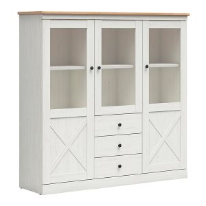 Witryna Frija 153 cm z 3 drzwiami i 3 szufladami drzwiami sosna andersen biała 801194 Witryna Frija 153 cm z 3 drzwiami i 3 szufladami drzwiami sosna andersen biała 801194
