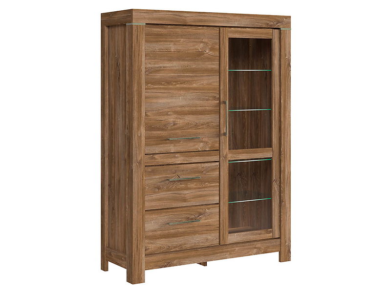 Witryna Gent 115 cm z 2 drzwiami i 2 szufladami dąb stirling 10120