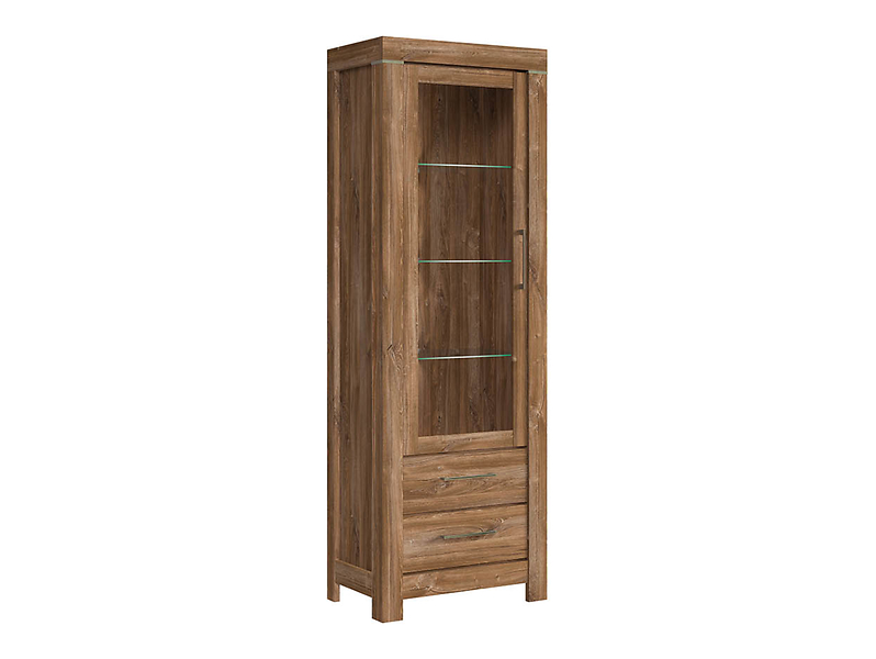 Witryna Gent 68 cm z drzwiami i 2 szufladami dąb stirling 10121