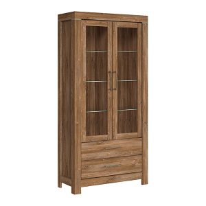 Witryna Gent 98 cm z 2 drzwiami i 2 szufladami dąb stirling 12896 Witryna Gent 98 cm z 2 drzwiami i 2 szufladami dąb stirling 12896