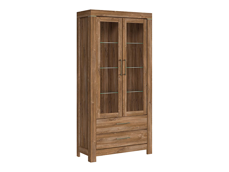 Witryna Gent 98 cm z 2 drzwiami i 2 szufladami dąb stirling 12896