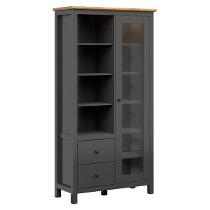 Witryna Hesen 106 cm z drzwiami i 2 szufladami grafitowa 39887 Witryna Hesen 106 cm z drzwiami i 2 szufladami grafitowa 39887