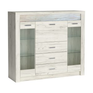 Witryna INDIANAPOLIS CRAFT BIAŁY z szybą i szufladami szeroka 137 cm 135980 Witryna INDIANAPOLIS CRAFT BIAŁY z szybą i szufladami szeroka 137 cm 135980