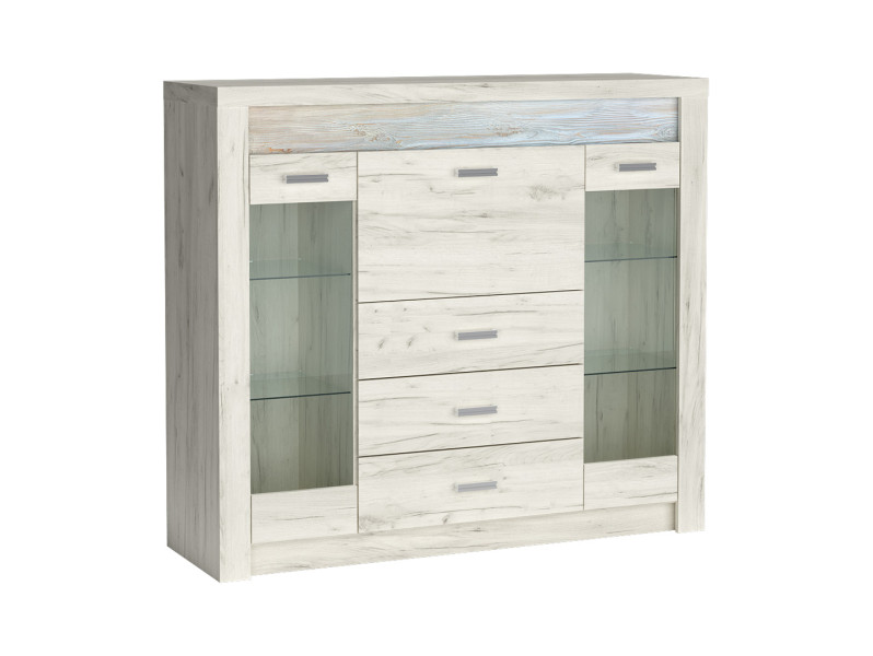 Witryna INDIANAPOLIS CRAFT BIAŁY z szybą i szufladami szeroka 137 cm 135980