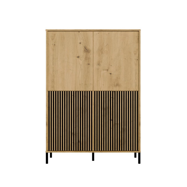 Witryna KAMARO 4DK Slim/Gładki Dąb Artisan 4 Drzwi Lamele 607986