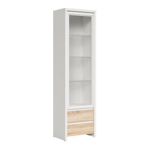 Witryna Kaspian 56 cm z drzwiami i 2 szufladami biały/dąb sonoma 31039 Witryna Kaspian 56 cm z drzwiami i 2 szufladami biały/dąb sonoma 31039