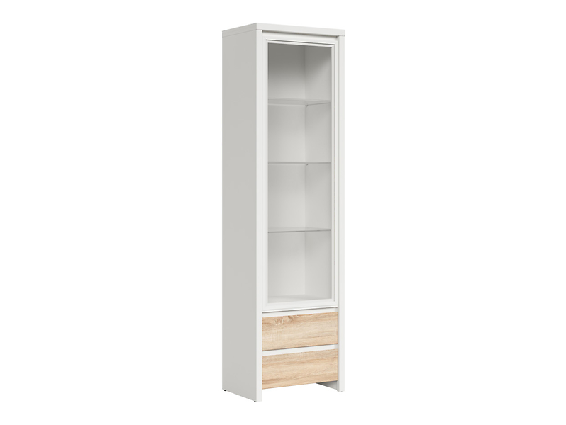 Witryna Kaspian 56 cm z drzwiami i 2 szufladami biały/dąb sonoma 31039