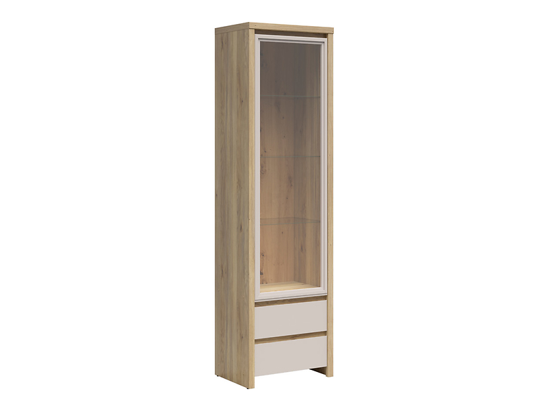Witryna Kaspian 56 cm z drzwiami i 2 szufladami dąb mauvella/kaszmir 1064875