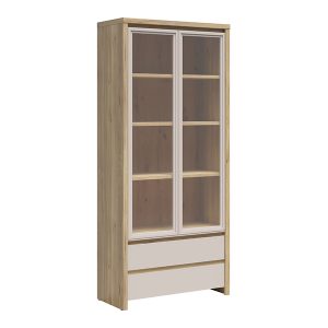 Witryna Kaspian 90 cm z 2 drzwiami i 2 szufladami dąb mauvella/kaszmir 1064878 Witryna Kaspian 90 cm z 2 drzwiami i 2 szufladami dąb mauvella/kaszmir 1064878
