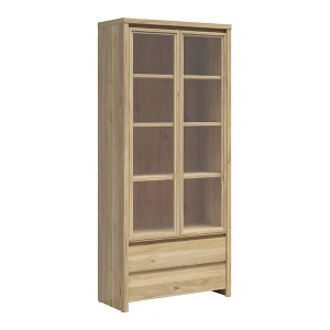 Witryna Kaspian 90 cm z 2 drzwiami i 2 szufladami dąb mauvella 1064877 Witryna Kaspian 90 cm z 2 drzwiami i 2 szufladami dąb mauvella 1064877