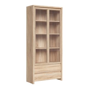 Witryna Kaspian 90 cm z 2 drzwiami i 2 szufladami dąb sonoma 34071 Witryna Kaspian 90 cm z 2 drzwiami i 2 szufladami dąb sonoma 34071