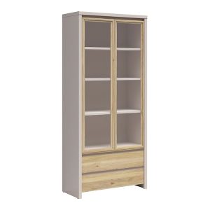 Witryna Kaspian 90 cm z 2 drzwiami i 2 szufladami kaszmir/dąb mauvella 1064879 Witryna Kaspian 90 cm z 2 drzwiami i 2 szufladami kaszmir/dąb mauvella 1064879