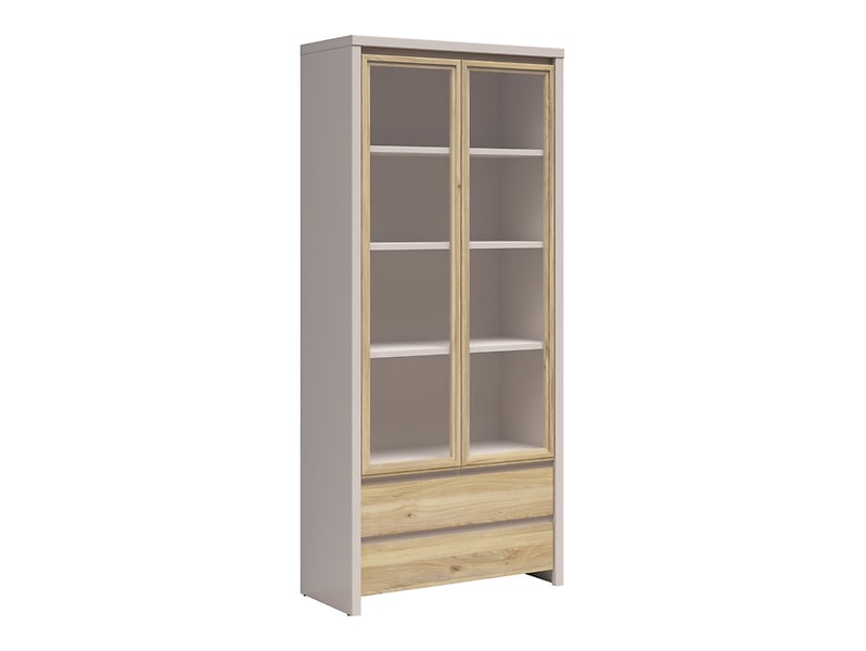 Witryna Kaspian 90 cm z 2 drzwiami i 2 szufladami kaszmir/dąb mauvella 1064879