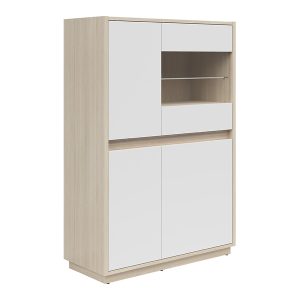 Witryna Kim z 4 drzwiami dąb riva jasny/biały 519537 Witryna Kim z 4 drzwiami dąb riva jasny/biały 519537