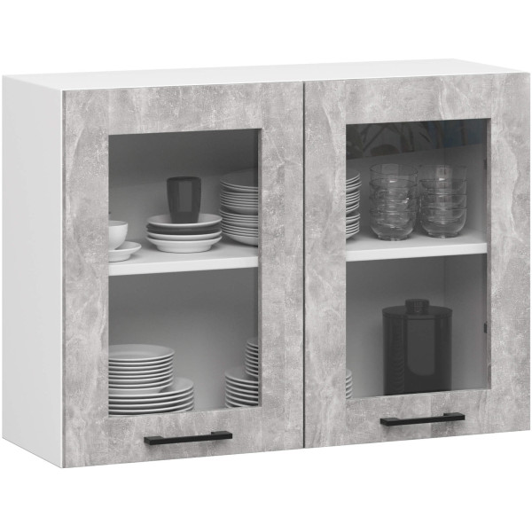 Witryna kuchenna OLIWIA Biała, Beton 80x30,5x58 cm 303062