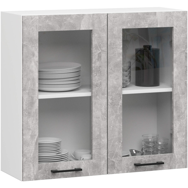Witryna kuchenna OLIWIA Biała, Beton 80x30,5x72 cm 303061