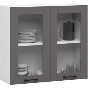Witryna kuchenna OLIWIA Biała, Grafit Szary 80×30,5×72 cm 608833 Witryna kuchenna OLIWIA Biała, Grafit Szary 80×30,5×72 cm 608833