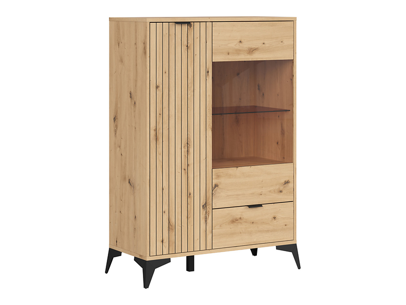Witryna Lamea 90 cm z 2 drzwiami i szufladą dąb artisan 209893