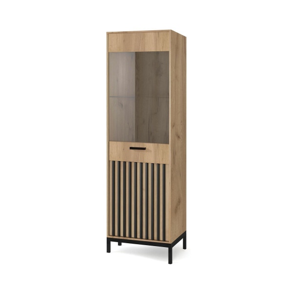 Witryna LAMINO W-1 dąb craft/czarna 1003369