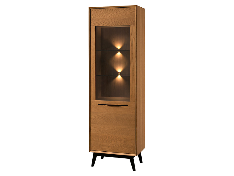 Witryna Lazure 60 cm z drzwiami i LED dąb rustical karmelowy 806240