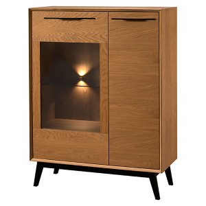 Witryna Lazure 95 cm z 2 drzwiami i LED dąb rustical karmelowy 806242