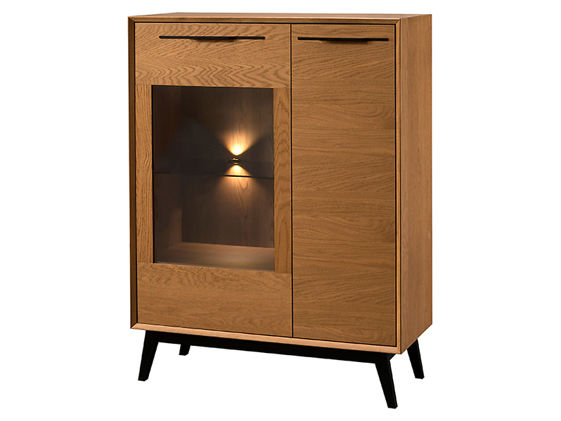 Witryna Lazure 95 cm z 2 drzwiami i LED dąb rustical karmelowy 806242