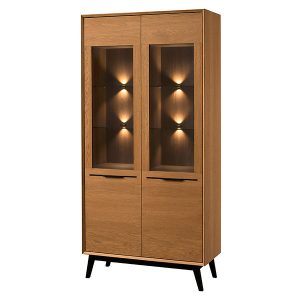 Witryna Lazure 95 cm z 2 drzwiami i LED dąb rustical karmelowy 806241