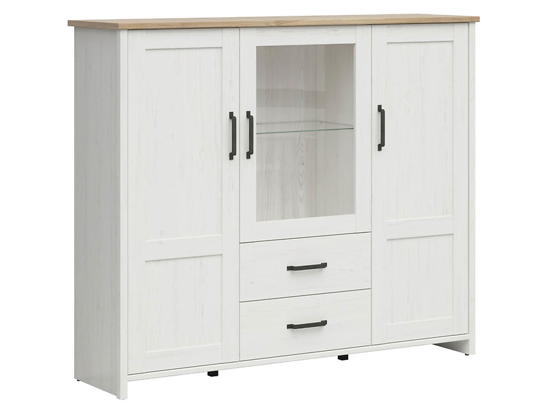 Witryna Loksa 160 cm z 3 drzwiami sosna andersen biała 33209