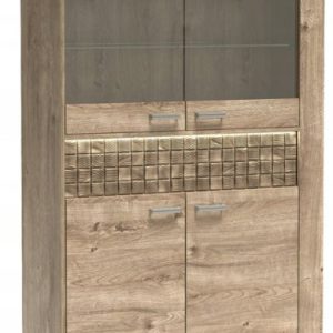Witryna NATURAL 102 cm dąb ribbeck pojemna półki drzwi przeszklenia 647299 Witryna NATURAL 102 cm dąb ribbeck pojemna półki drzwi przeszklenia 647299