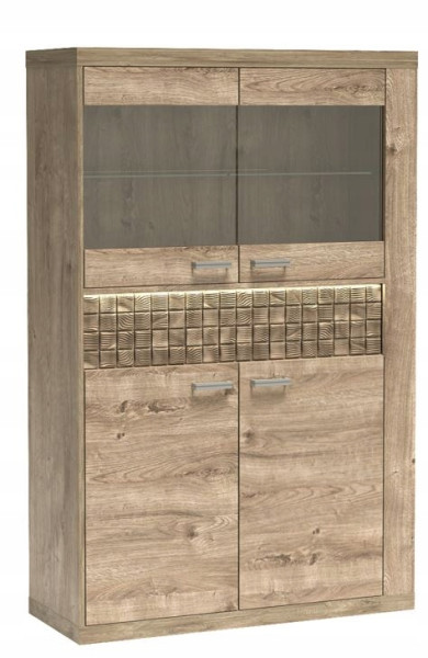 Witryna NATURAL 102 cm dąb ribbeck pojemna półki drzwi przeszklenia 647299