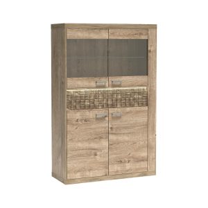 Witryna NATURAL DĄB RIBBECK Efektowna Drewno Szkło 102 cm Designerska 136128 Witryna NATURAL DĄB RIBBECK Efektowna Drewno Szkło 102 cm Designerska 136128