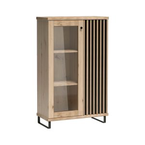 Witryna niska CALI C-3 metalowe nóżki z drzwiczkami lamele dąb artisan 134810 Witryna niska CALI C-3 metalowe nóżki z drzwiczkami lamele dąb artisan 134810