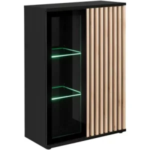 Witryna niska CAMERON LED hickory jackson/czarna 412636 Witryna niska CAMERON LED hickory jackson/czarna 412636